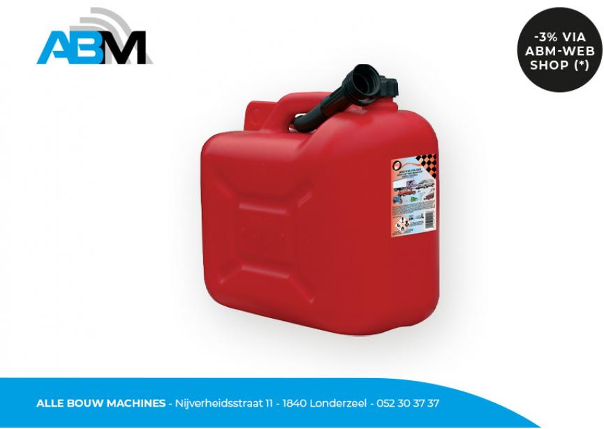 Jerrycan en plastique avec une capacité de 20 litres en rouge chez Alle Bouw Machines (ABM).
