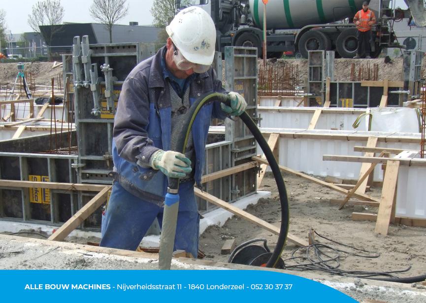 Hoogfrequent trilnaald LHF met diameter 36 mm en lengte 5 meter van Lievers bij Alle Bouw Machines (ABM) wordt gebruikt om beton te verdichten.