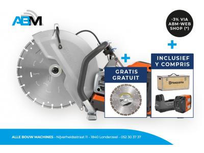 Accu doorslijpmachine K1 PACE met accu B750X PACE, lader C1800X PACE, transportkist en met gratis diamantzaagblad ø 350 x 25,4/20 mm van Husqvarna bij Alle Bouw Machines (ABM).