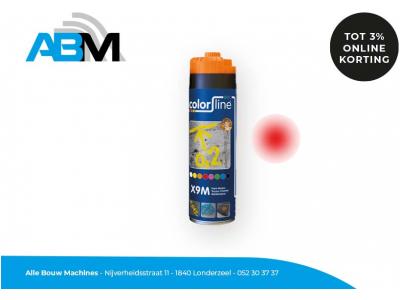 Markeerspray X9M met inhoud 500 ml en kleur fluo rood van Colorline bij Alle Bouw Machines (ABM).
