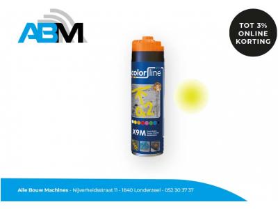 Markeerspray X9M met inhoud 500 ml en kleur fluo geel van Colorline bij Alle Bouw Machines (ABM).