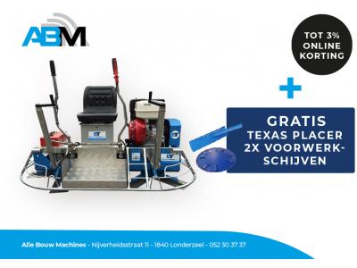 Dubbele betonpoliermachine BT750 van Beton Trowel bij Alle Bouw Machines (ABM) met gratis betonverdeler Texas en 2x voorwerkschijven. 