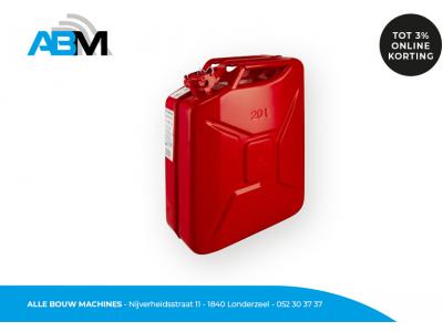 Metalen jerrycan met inhoud 20 liter bij Alle Bouw Machines (ABM) en rode kleur.