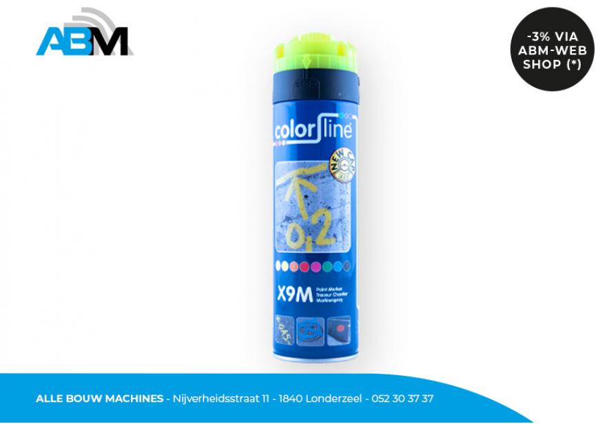 Traceur de chantier X9M 500 ml en jaune fluo de Color Line chez Alle Bouw Machines (ABM).
