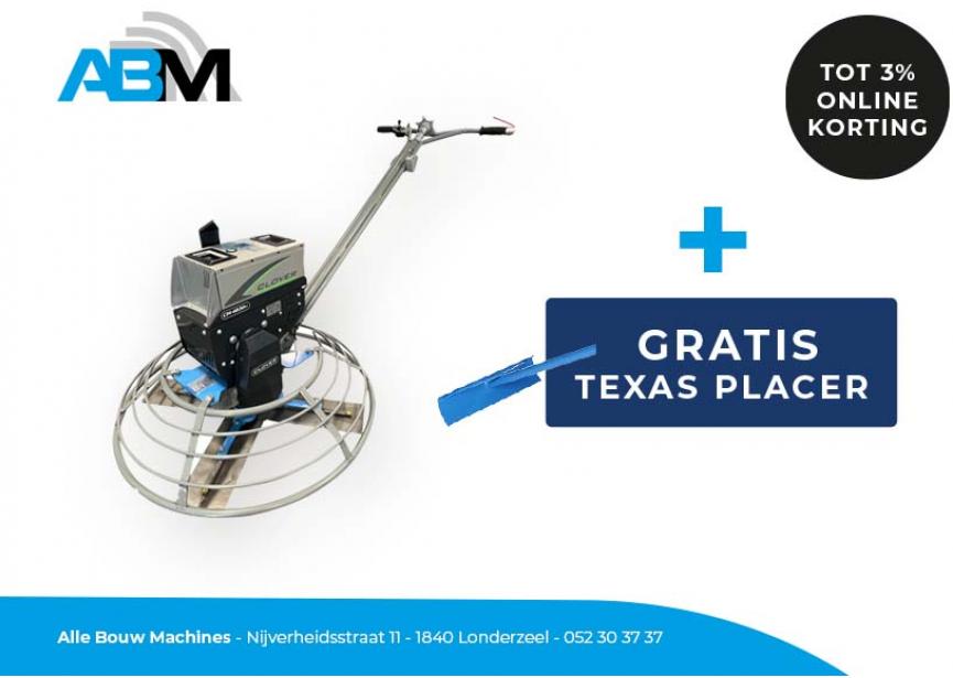 Accu betonpoliermachine BT90 met Clover-accu van Beton Trowel bij Alle Bouw Machines (ABM) met gratis betonverdeler Texas Placer.