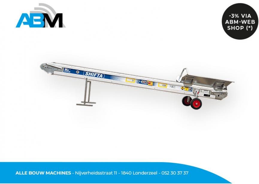 Zijaanzicht van de transportband Shifta met lengte 5 meter van Mace Industries bij Alle Bouw Machines (ABM).