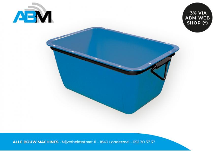 Mortelkuip/metserskuip met inhoud 200 liter, rechthoekige vorm en blauwe kleur bij Alle Bouw Machines (ABM).