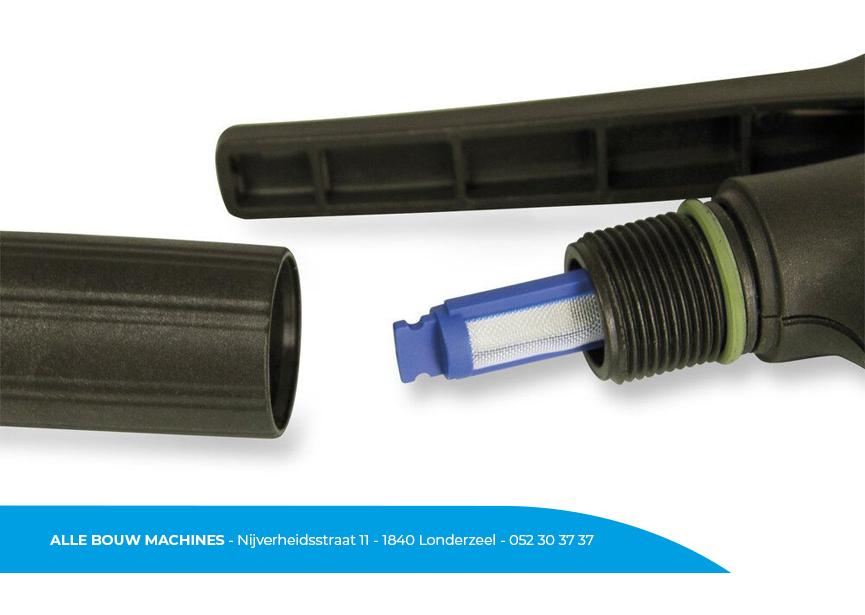 Detail van de stalen druksproeier Ferrox Plus 10 liter van Mesto bij Alle Bouw Machines (ABM).