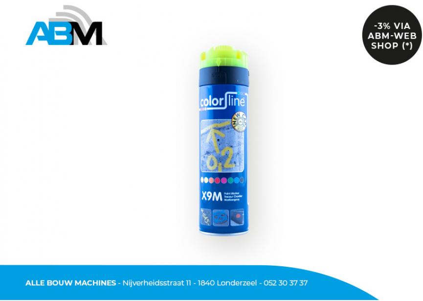 Markeerspray X9M met inhoud 500 ml en fluo gele kleur van Colorline bij Alle Bouw Machines (ABM).